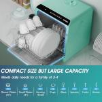 AIRMSEN Portable Countertop Dishwashers, 5 Washing Programs Mini Dishwashers with 5 L Built-in Water Tank and Double-layered Glass Door, No Hookup Needed for Home, Apartments & RVs