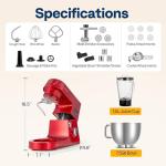 VIVOHOME 9 in 1 Multifunctional Stand Mixer with Fermentation, 6 Speed 7.5 Quart Kitchen Electric Food Mixer with Timer, Meat Grinder, Juice Blender, Vegetable Slicer, Pasta and Cookie Maker, Red