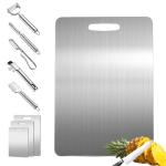Stainless Steel Cutting Board,304L Stainless Steel Cutting Boards for Kitchen, Double Sided Food Grade, Titanium Cutting Mat Chopping Boards for Meat Fruit & Vegetable Various Cooking Tasks.
