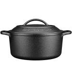 EDGING CASTING Pre-Seasoned Cast Iron Dutch Oven Pot with Lid Dual Handle, Sourdough Bread Baking Pots， Round 7 Quart, Black