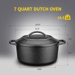 EDGING CASTING Pre-Seasoned Cast Iron Dutch Oven Pot with Lid Dual Handle, Sourdough Bread Baking Pots， Round 7 Quart, Black
