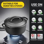 EDGING CASTING Pre-Seasoned Cast Iron Dutch Oven Pot with Lid Dual Handle, Sourdough Bread Baking Pots， Round 7 Quart, Black