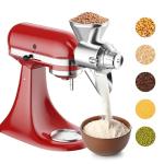 Metal Grain Mill Attachment for KitchenAid Stand Mixer, Flour Mill Grinder for Kitchen Aid Accessories and Attachments, Fit for Grinding Non-Oily Dry Grain Corn, Coffee Bean, Buckwheat, Oats, Millet