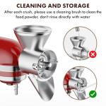 Metal Grain Mill Attachment for KitchenAid Stand Mixer, Flour Mill Grinder for Kitchen Aid Accessories and Attachments, Fit for Grinding Non-Oily Dry Grain Corn, Coffee Bean, Buckwheat, Oats, Millet