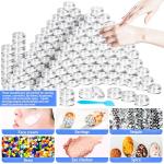 MotBach 100 Pcs 5g Empty Plastic Containers with Clear Lids,Mini Makeup Sample Containers, Small Sample Pot Jars Round Cosmetic Jars with Mini Spatulas for Liquid Sample Powder Creams Lotions