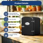 YSSOA 6L 9 Cans Compact Mini Fridge, Warmer and Cooler Portable Refrigerator with Observation Window, Freon-Free & Eco Friendly, Black