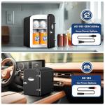 YSSOA 6L 9 Cans Compact Mini Fridge, Warmer and Cooler Portable Refrigerator with Observation Window, Freon-Free & Eco Friendly, Black