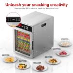 Food Dehydrator with 10 Stainless Steel Trays, 800W Fruit Dehydrator Machine with 24H Digital Timer & 194℉ Temperature Control, 4 Presets Menu Meat Dehydrator for Jerky, Herb, Mushroom, Beef
