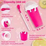 ROEDEER Large Slushie Cup 500ml,Frozen Magic Slushy Cup Maker,DIY Homemade Ice Cream,Milk Shake,Drinks Smoothie,Fruit Juice Slush Cup,Cool Stuff Gifts for Kids and Family - Pink