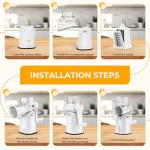 YSEPOZ 7 IN 1 Upgraded Rotary Cheese Grater with Handle – Vegetable Shredder with Built-in Storage Blade Slot, 5 Versatile Blades, Strong Suction Base Round Mandoline Slicer, Food Chopper for Kitchen