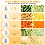 YSEPOZ 7 IN 1 Upgraded Rotary Cheese Grater with Handle – Vegetable Shredder with Built-in Storage Blade Slot, 5 Versatile Blades, Strong Suction Base Round Mandoline Slicer, Food Chopper for Kitchen