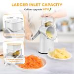 YSEPOZ 7 IN 1 Upgraded Rotary Cheese Grater with Handle – Vegetable Shredder with Built-in Storage Blade Slot, 5 Versatile Blades, Strong Suction Base Round Mandoline Slicer, Food Chopper for Kitchen