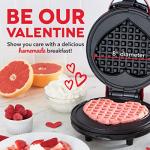 Dash Express 8” Waffle Maker for Waffles, Paninis, Hash Browns + other Breakfast, Lunch, or Snacks, with Easy Clean, Dual Non-Stick Surfaces - Red Heart