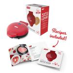 Dash Express 8” Waffle Maker for Waffles, Paninis, Hash Browns + other Breakfast, Lunch, or Snacks, with Easy Clean, Dual Non-Stick Surfaces - Red Heart