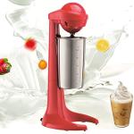 Red Handheld Electric Milkshake Maker, Mini Automatic Drink Cream Mixer Blender Single Head Stainless Steel Milk Shaker Machine