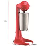 Red Handheld Electric Milkshake Maker, Mini Automatic Drink Cream Mixer Blender Single Head Stainless Steel Milk Shaker Machine