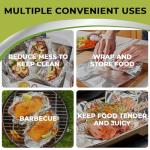 Biocean 500 Pre-Cut Aluminum Foil Sheets, 12" x 10.75" Pop-Up Foil Sheets for Restaurant Use, Disposable Food Wrapping for Burritos, Hot Dogs, and Sandwiches