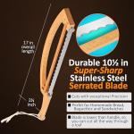 Adjustable Bread Knife for Homemade Bread - Bread Cutter with 1/2-inch and 1-inch Thickness Guides - 17-inch Bread Knife - Bow Design Easy to Cutting Even Slices for Baguettes and Sandwiches and More