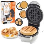 MasterChef 3-in-1 Mini Holiday Breakfast Maker- Make Eggs Pancakes Donuts Waffles & More in 1 Easy to Use Appliance! 3 Removable NonStick Cooking Plates for Quick Cleaning Storing- Compact Cooker Gift