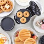 MasterChef 3-in-1 Mini Holiday Breakfast Maker- Make Eggs Pancakes Donuts Waffles & More in 1 Easy to Use Appliance! 3 Removable NonStick Cooking Plates for Quick Cleaning Storing- Compact Cooker Gift