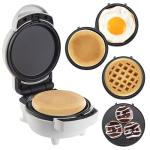MasterChef 3-in-1 Mini Holiday Breakfast Maker- Make Eggs Pancakes Donuts Waffles & More in 1 Easy to Use Appliance! 3 Removable NonStick Cooking Plates for Quick Cleaning Storing- Compact Cooker Gift