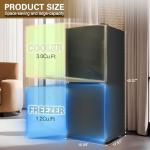 Zyerch Small Refrigerator with Freezer for RV 4.2 Cu. Ft. Mini Fridge with Bottom Freezer, 7-Level Temperature Control Dorm Fridge for Kitchen, Office, Apartment, Black