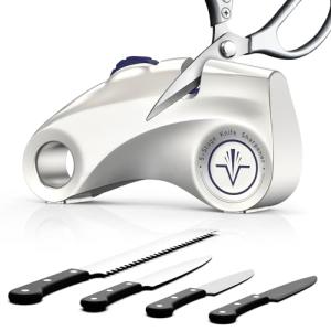 Manual Knife Sharpener, Cycle Adjustment 5 Replaceable Sharpening Stages Sharpener for Precision, Bread, Serrated, Chef's Knives, Scissors