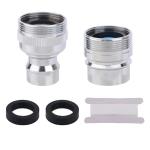 lasuroa 2pcs Portable Dishwasher Sink Faucet Adapter with Aerator, Chrome Quick Snap Adapter Kitchen Hose Attachment Connection for 15/16-27 Male or 55/64-27 Famale