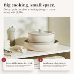 GOURMETIFIC® Pots and Pans Cookware Set [11 PIECES] - Non Toxic Ceramic Coated Cooking Ware - Induction, Gas & Oven Kitchenware - Non Stick Pot & Pan with Removable Handles & Stackable (Cream)