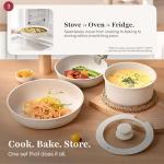 GOURMETIFIC® Pots and Pans Cookware Set [11 PIECES] - Non Toxic Ceramic Coated Cooking Ware - Induction, Gas & Oven Kitchenware - Non Stick Pot & Pan with Removable Handles & Stackable (Cream)