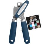 GORILLA GRIP Heavy Duty Stainless Steel Smooth Edge Manual Can Opener and Bottle Openers, Soft Comfortable Handle, Oversized Handheld Turn Knob, US Designed Multifunctional Kitchen Tool, Blue