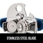 GORILLA GRIP Heavy Duty Stainless Steel Smooth Edge Manual Can Opener and Bottle Openers, Soft Comfortable Handle, Oversized Handheld Turn Knob, US Designed Multifunctional Kitchen Tool, Blue