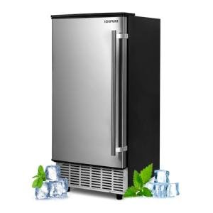 ICEPURE Under Counter Ice Maker with Drain Pump, Built-In 15 inch Wide, 80 lbs/24H Freestanding Commercial Ice Machine, Auto-Cleaning, 24H Timer 26 lbs Storage Stainless Steel, Silver Gray
