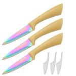 3 PCS Rainbow Paring Knife with Sheath, Pro Sharpness Kitchen Knives, Bring Life Color, Make Living Better-3.5 inch Stainless Steel Knife