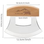 WIUCYS 5inch Alaskan Mezzaluna Ulu Knife, Salad Veggies Rocker Chopper Slicer Cutter Hashing Chopping Mincing Cleaver with Wooden Stand Arthritic Tool