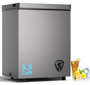 LifePlus Chest Freezer 3.5 Cubic Feet with Removable Basket and Fast Cooling, Small Deep Freezer, Adjustable Temperature, Energy Saving, Low Noise,Top Open Door Compact Freezer for Kitchen Garage