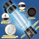 Portable Blender, Personal Size for Shakes and Smoothies with 6 Ultra Sharp Blades, Personal Blender USB Rechargeable Magnetic for Travel, Office, Gym (Black)