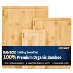 Cutting Board Set of 3 – Small, Medium, Large Wooden Cutting Boards for Kitchen for Chefs – Anti-Cut Chopping Board with Laser Engraved Inch Ruler, Charcuterie Accessories, Meal Prep