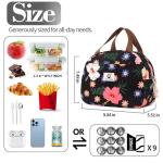 CaCTOUR Lunch Box for Women Girls Teens,Cute Lunch Box Cooler Bag, Portable Insulated Small Lunch Bag Women Reusable Corduroy Lunch Tote for Work/Travel/Picnic/School (Flower)