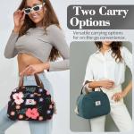 CaCTOUR Lunch Box for Women Girls Teens,Cute Lunch Box Cooler Bag, Portable Insulated Small Lunch Bag Women Reusable Corduroy Lunch Tote for Work/Travel/Picnic/School (Flower)