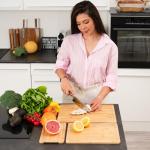 Cutting Board Set of 3 – Small, Medium, Large Wooden Cutting Boards for Kitchen for Chefs – Anti-Cut Chopping Board with Laser Engraved Inch Ruler, Charcuterie Accessories, Meal Prep