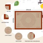 Silicone Baking Mat with Measurements, Extra Large 0.7mm 24" x 16" Pastry Dough Sheet, Pie Crust Rolling sourdough tools Supplies for Making Pizza, Pie, Christmas Cookies, Bread, Non Stick