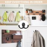 Homanu 24 Pack Coat Hooks, Heavy Duty Double Prong Coat Hooks Wall Mounted with 48 Screws, No Rust Black Metal Wall Hooks for Hanging Towel, Coat, Bag, Hat, Cup, Key