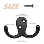 Homanu 24 Pack Coat Hooks, Heavy Duty Double Prong Coat Hooks Wall Mounted with 48 Screws, No Rust Black Metal Wall Hooks for Hanging Towel, Coat, Bag, Hat, Cup, Key