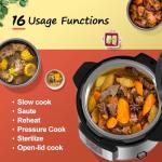 ICOOKPOT 16-in-1 Electric Pressure Cooker, Slow Cook, Rice Maker, Steamer, Yogurt, Warmer & Sterilizer, Programmable with Automatic Keep Warm, 6-Quart Stainless Steel