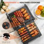 Electric Indoor Grill, 14'' Panini Press Grill, 1600W Electric Grill for Steak, Burger, Sandwich, 450℉ Dual Cooking Plates, 180° Flat Griddle, Removable Non-stick Grill & Drip Tray, Dishwasher Safe