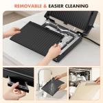 Electric Indoor Grill, 14'' Panini Press Grill, 1600W Electric Grill for Steak, Burger, Sandwich, 450℉ Dual Cooking Plates, 180° Flat Griddle, Removable Non-stick Grill & Drip Tray, Dishwasher Safe