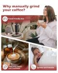 GCCTXC Manual Coffee Grinder with Ceramic Burr Handheld Hand Crank Espresso Grinder for Coarse Drip Fine Pour Over French Press Small Portable for Travel Camping Quiet Adjustable with Grind Settings