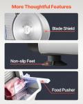 VEVOR Meat Slicer, 8.7 inch Electric Deli Food Slicer with Two Premium SUS420 Blades, 0-0.6 inch Adjustable Thickness, 180W Food Slicer Machine for Meat, Hard Bread and Cheese, Home Use