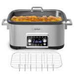 SUNVIVIPRO 12 in 1 Programmable 8 Quart Slow Cooker, Multi-Cooker Food Warmer with Digital Timer, Temp Control, Removable Cast Aluminum Pot & Dishwasher-Safe Tempered Glass Lid, Stainless Steel